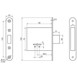Замок врезной BORDER ЗВ 8-6/03 72500, б/ручки