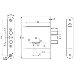Замок врезной BORDER ЗВ 8-6/03 б/о 80500, б/ручки
