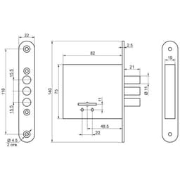 Замок врезной BORDER ЗВ 8-8У/13 79902, б/ручки