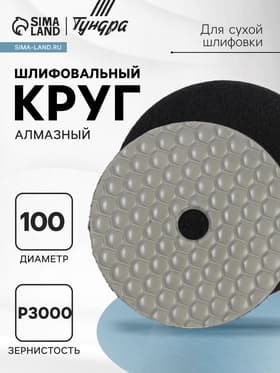 Алмазный гибкий шлифовальный круг ТУНДРА «Черепашка», для сухой шлифовки, 100 мм, № 3000