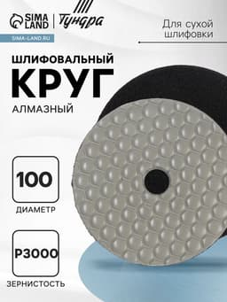Алмазный гибкий шлифовальный круг ТУНДРА «Черепашка», для сухой шлифовки, 100 мм, № 3000