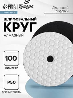 Алмазный гибкий шлифовальный круг ТУНДРА «Черепашка», для сухой шлифовки, 100 мм, № 50