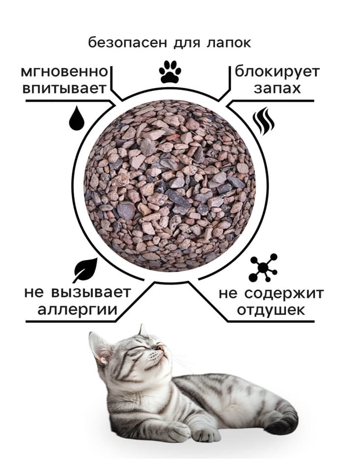 Наполнитель минеральный впитывающий «Пижон» для короткошерстных кошек, 5 л