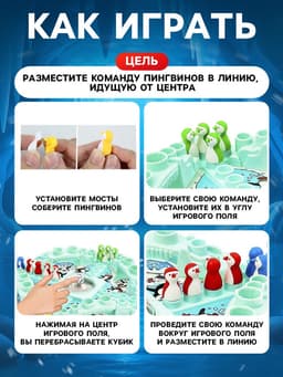 Настольная игра ходилка - бродилка для детей «Игра пингвинов», 2-4 игрока, 4+