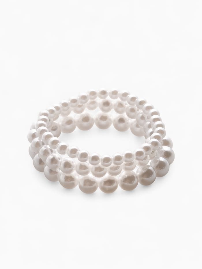 Браслеты жемчуг «Трио», d=7 см, шар № 4.6.8, набор 3 шт. белый