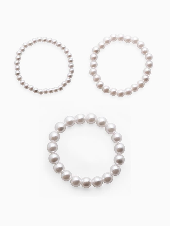 Браслеты жемчуг «Трио», d=7 см, шар № 4.6.8, набор 3 шт. белый
