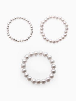 Браслеты жемчуг «Трио», d=7 см, шар № 4.6.8, набор 3 шт. белый