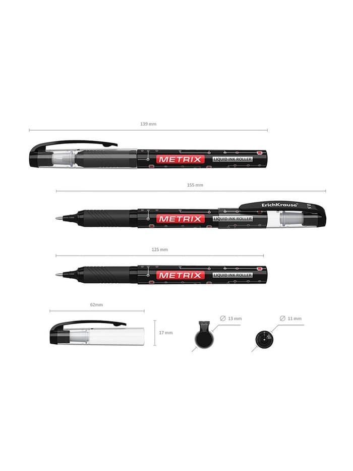 Ручка - роллер Erich Krause METRIX, узел 0.5, чернила чёрные, длина письма 1200 метров