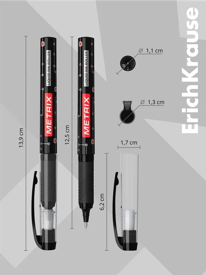 Ручка - роллер Erich Krause METRIX, узел 0.5, чернила чёрные, длина письма 1200 метров