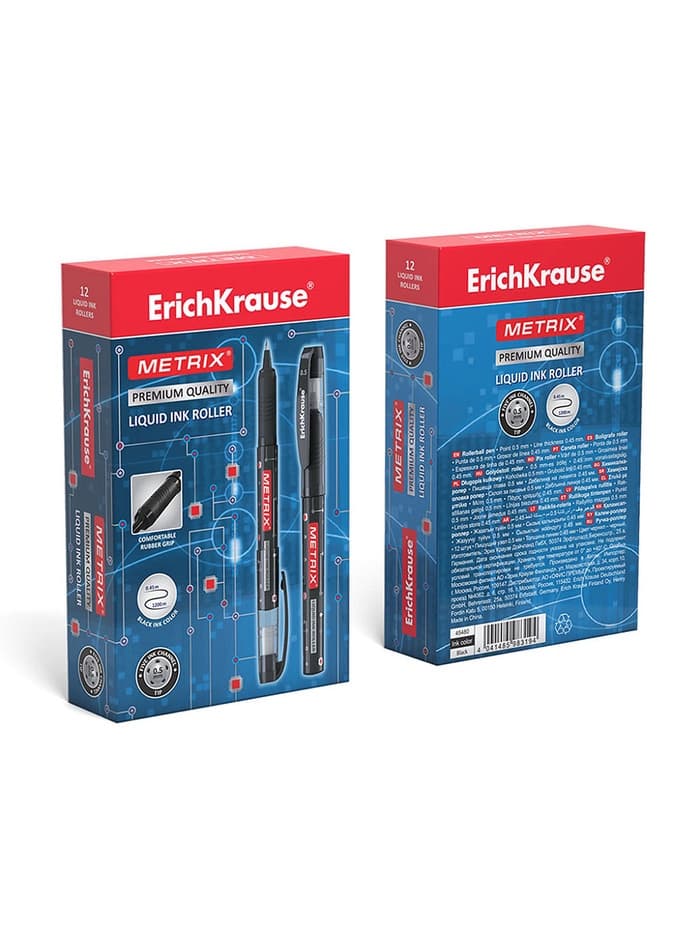 Ручка - роллер Erich Krause METRIX, узел 0.5, чернила чёрные, длина письма 1200 метров