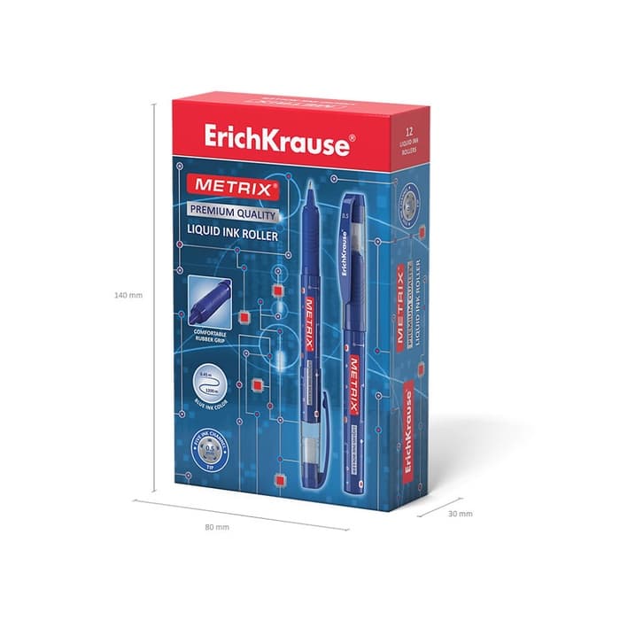 Ручка - роллер Erich Krause METRIX, узел 0.5, чернила синие, длина письма 1200 метров