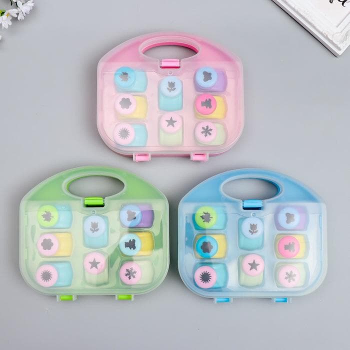 Набор фигурных дыроколов в сундучке (набор 8 шт.), 17×19×4.5 см, МИКС