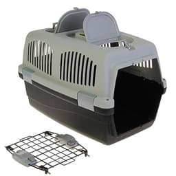 Переноска для животных, 58×37×37, до12 кг, с 2 люками и креплением для наплечного ремня, пластик, металл, серая, чёрная