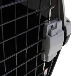 Переноска для животных, 58×37×37, до12 кг, с 2 люками и креплением для наплечного ремня, пластик, металл, серая, чёрная