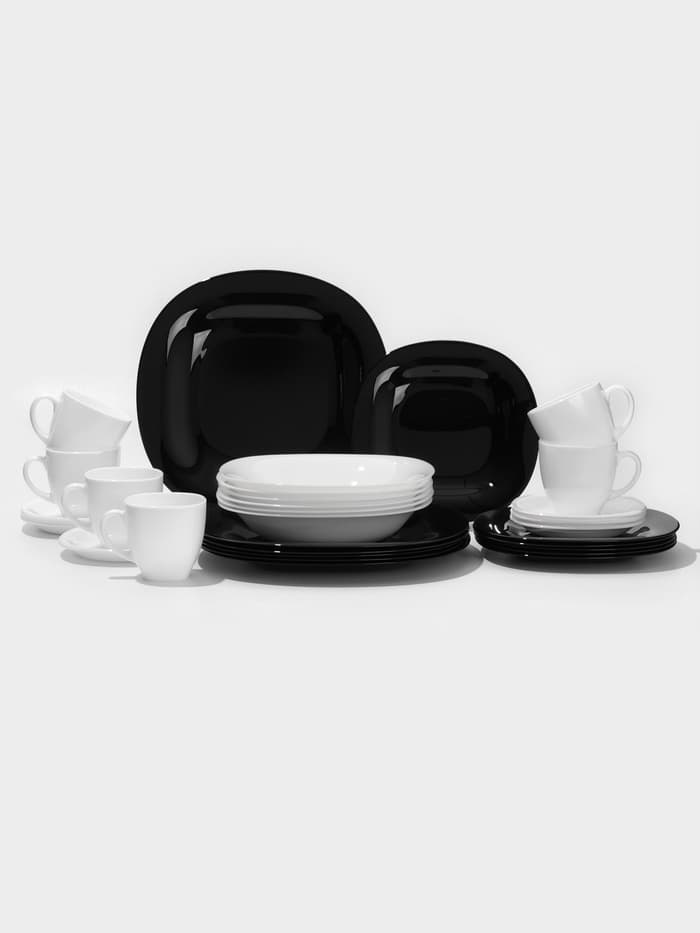 Сервиз столовый Luminarc Carine White&Black, 30 предметов, стеклокерамика, белый, чёрный