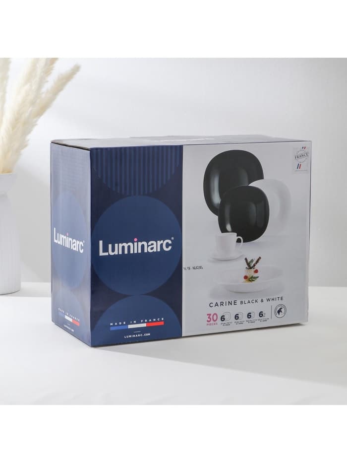 Сервиз столовый Luminarc Carine White&Black, 30 предметов, стеклокерамика, белый, чёрный