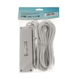 Удлинитель Luazon Lighting, 3 розетки, 7 м, 6 А, 1300 Вт, 3×0.75 мм2, с заземлением, с выключателем, белый