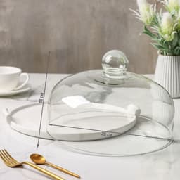 Блюдо для подачи с клош крышкой Valencia, 31×28×19 см, керамика, стекло, белое
