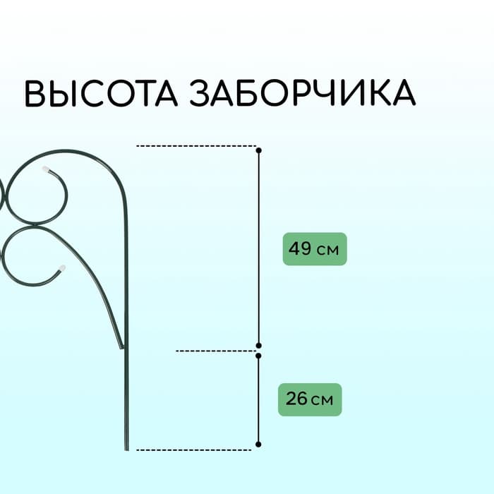 Ограждение декоративное, 75×340 см, 5 секций, металл, зелёное, «Садовод»