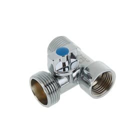 Кран шаровой «СТМ», трехпроходной, 1/2"х3/4"х1/2", для бытовых приборов, хромированный