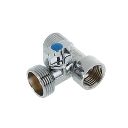 Кран шаровой «СТМ», трехпроходной, 1/2"х3/4"х1/2", для бытовых приборов, хромированный