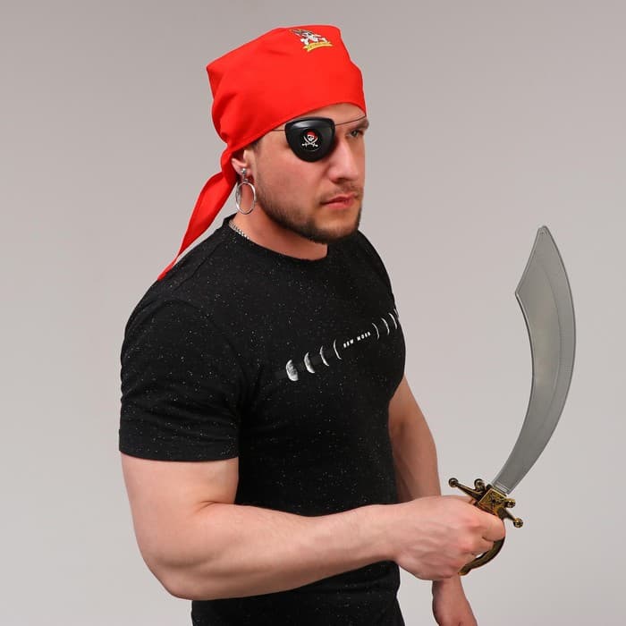 Карнавальный набор взрослый «Настоящий пират»: клипса, наглазник, меч, бандана