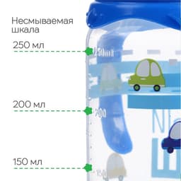 Бутылочка для кормления M&B «Малыш», классическое горло, с ручками 250 мл, синий