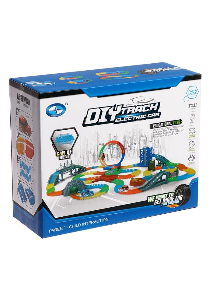 Автотрек «Магический Трек», гибкий, светится в темноте, 132/145 детали, мёртвая петля, МИКС