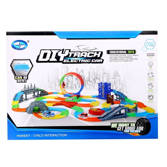 Автотрек «Магический Трек», гибкий, светится в темноте, 132/145 детали, мёртвая петля, МИКС