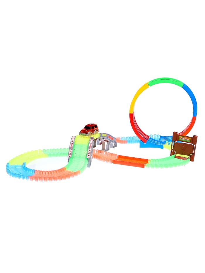 Автотрек «Магический Трек», гибкий, светится в темноте, 132/145 детали, мёртвая петля, МИКС