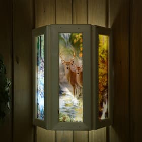 Абажур для бани и сауны «Олени», липа, 33×29×16 см, настенный, со вставками из стекла, «Добропаровъ»