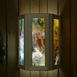 Абажур для бани и сауны «Олени», липа, 33×29×16 см, настенный, со вставками из стекла, «Добропаровъ»