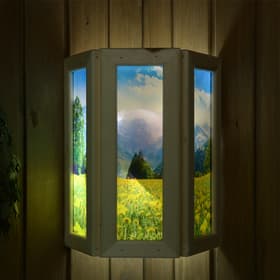 Абажур для бани и сауны «Одуванчики», 33×29×12 см, деревянный, настенный, со стеклом, с УФ-печатью, «Добропаровъ»