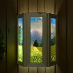 Абажур для бани и сауны «Одуванчики», 33×29×12 см, деревянный, настенный, со стеклом, с УФ-печатью, «Добропаровъ»