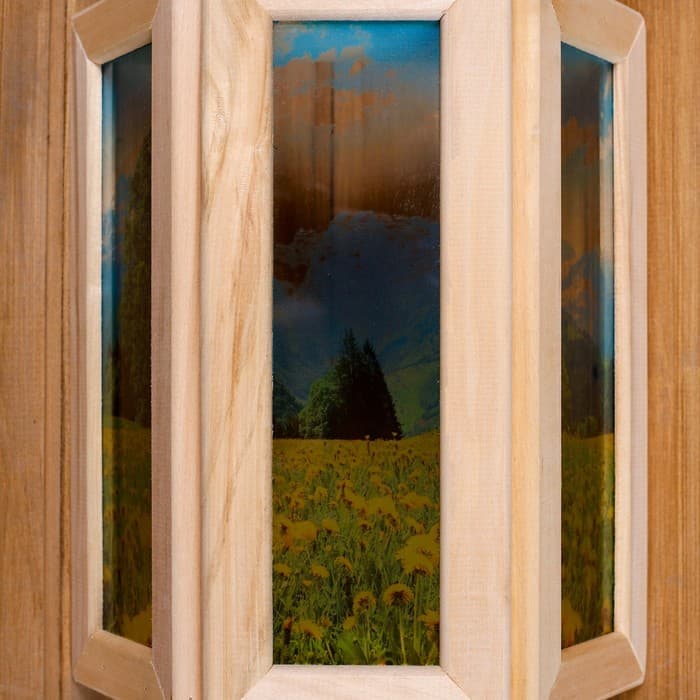 Абажур для бани и сауны «Одуванчики», 33×29×12 см, деревянный, настенный, со стеклом, с УФ-печатью, «Добропаровъ»