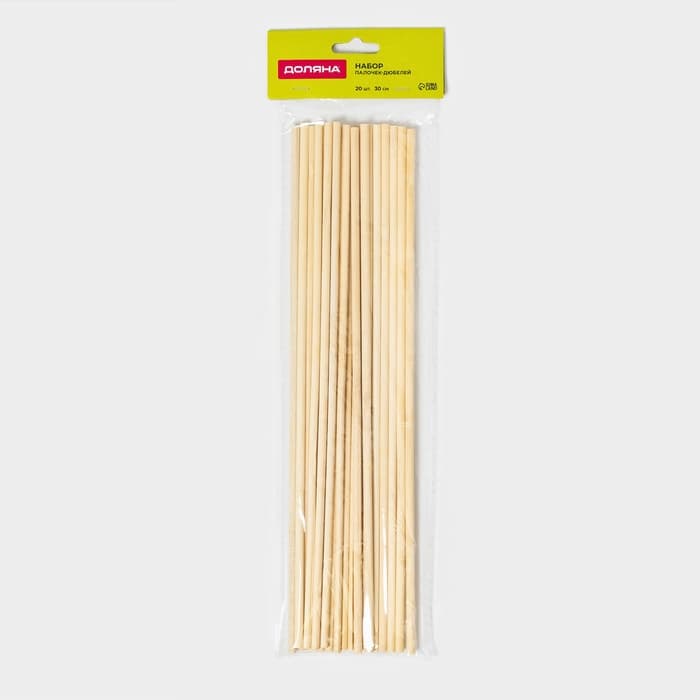 Палочки-дюбели для кондитерских изделий Доляна, 30 см, d=5 мм, набор 20 шт., бамбук