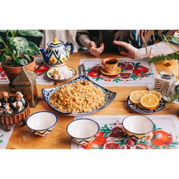 Ляган узбекский Риштанская Керамика «Орнамент», 25×4.5 см, квадратный, синий