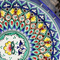 Ляган узбекский Риштанская Керамика «Орнамент», 25×4.5 см, квадратный, синий