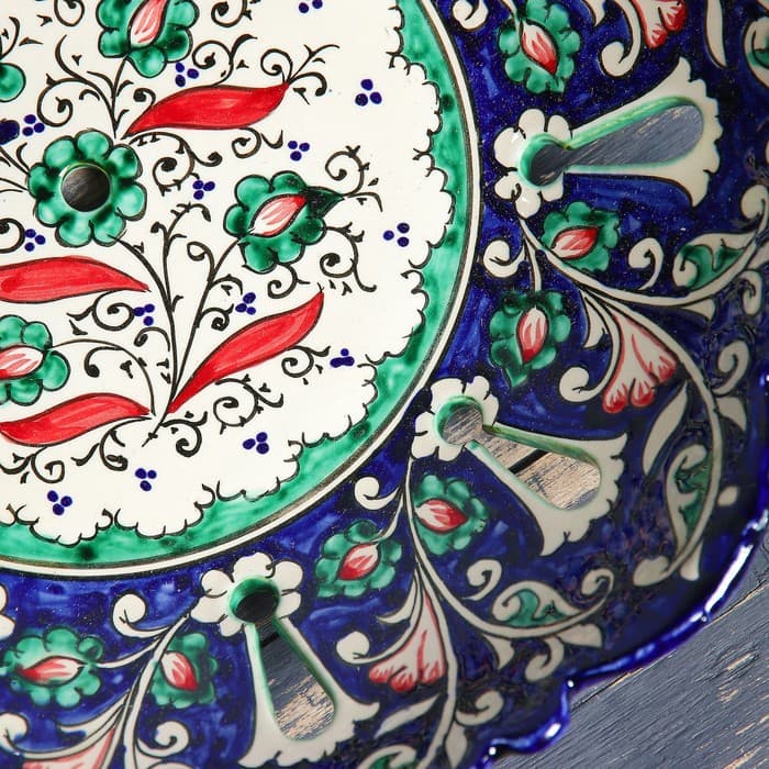 Фруктовница узбекская Риштанская Керамика «Цветы», 33×6 см, синяя