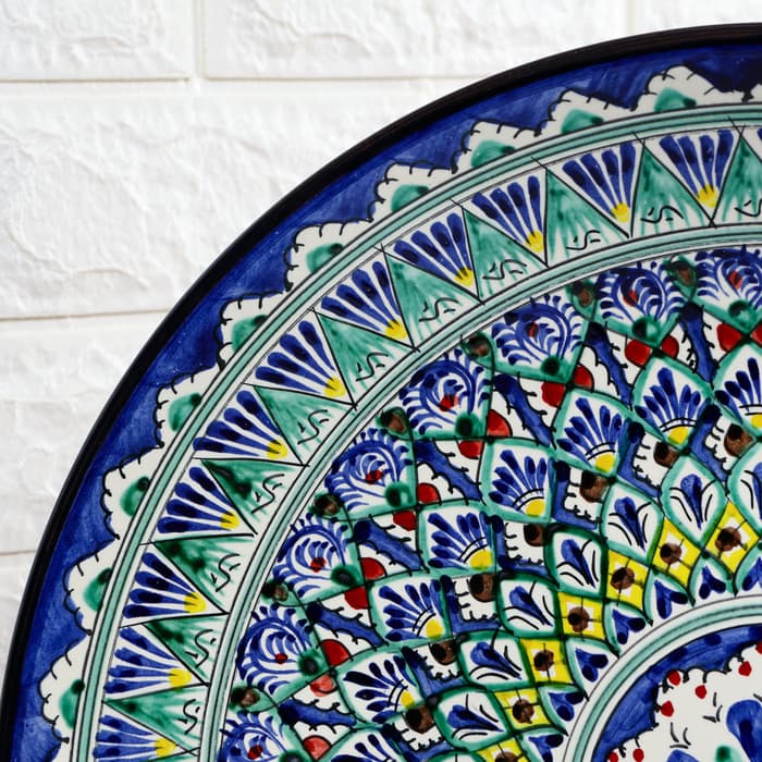 Ляган узбекский Риштанская Керамика «Узоры», d=42 см, синий