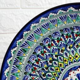 Ляган узбекский Риштанская Керамика «Узоры», d=42 см, синий