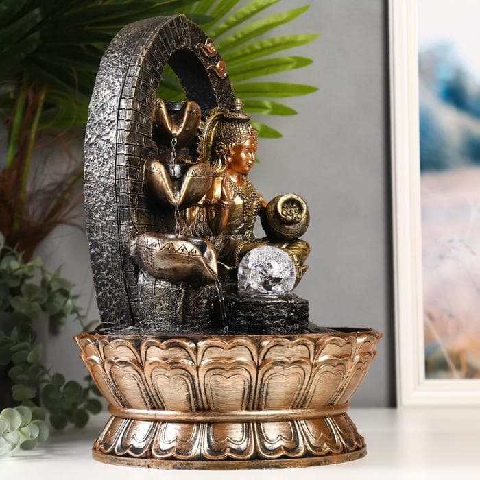 Фонтан настольный с подсветкой «Лакшми в арке с водопадом», от сети, 40×27×27 см