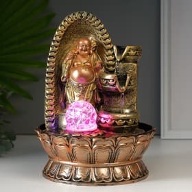 Фонтан настольный с подсветкой «Хотей в арке с водопадом», от сети, 28.5×20×20 см