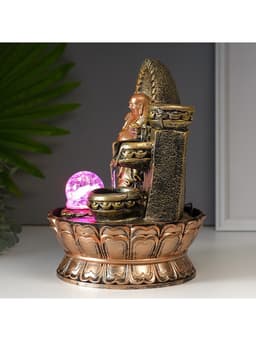 Фонтан настольный с подсветкой «Хотей в арке с водопадом», от сети, 28.5×20×20 см