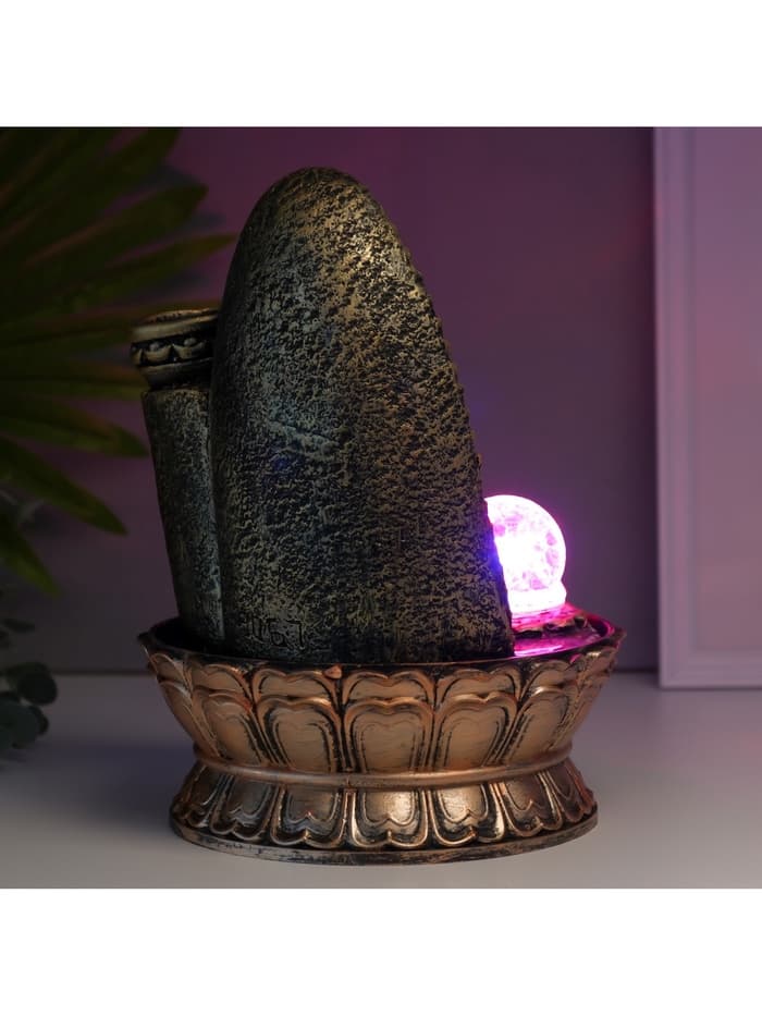 Фонтан настольный с подсветкой «Хотей в арке с водопадом», от сети, 28.5×20×20 см