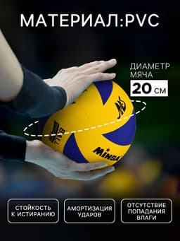 Волейбольный мяч MINSA, клееный, 8 панелей, р. 5, PVC