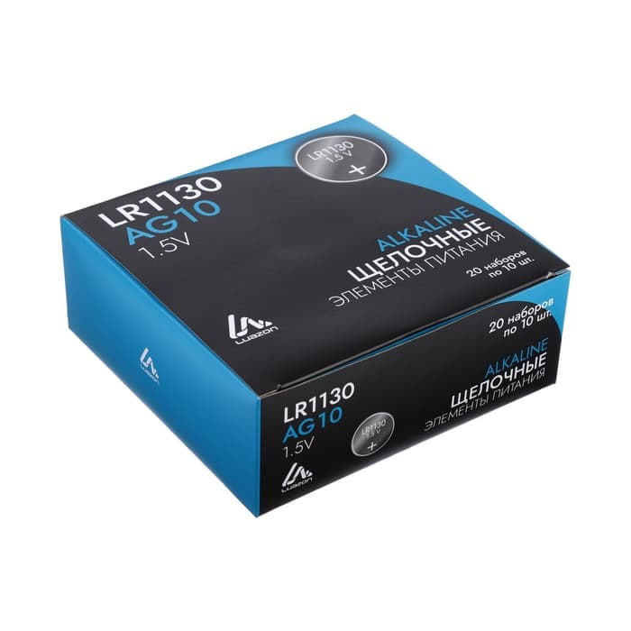 Батарейка алкалиновая (щелочная) Luazon, LR1130, AG10, блистер, 10 штук
