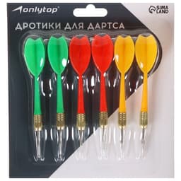 Дротики для дартса ONLYTOP, 6 шт., металлический наконечник, вес 6 г, цвет МИКС