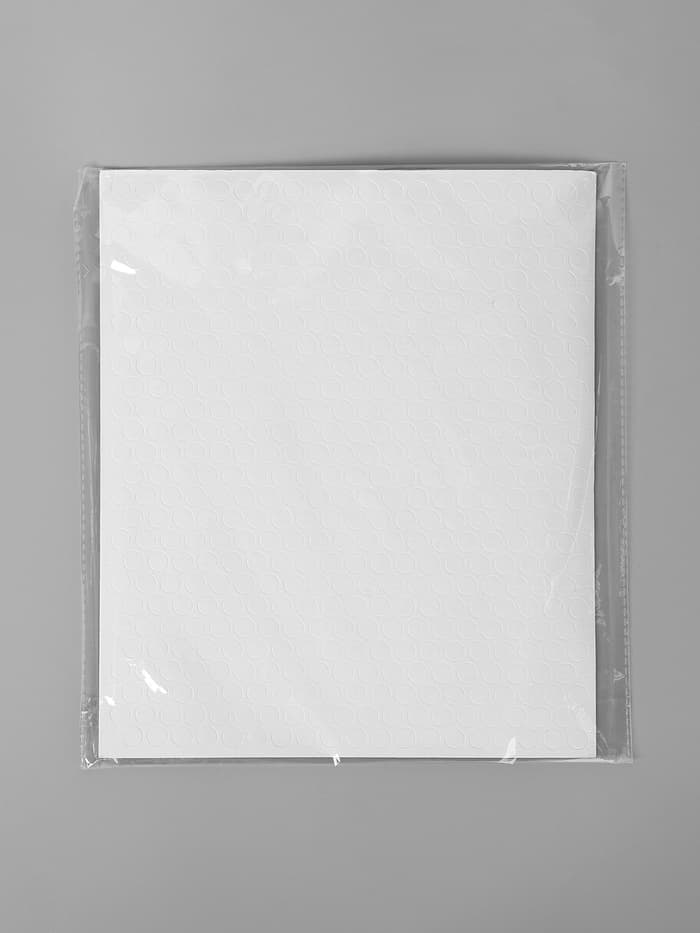 Клейкая лента двухсторонняя «Круглый белый» диаметр 1 см на листе 494 шт. 29.5×25 см