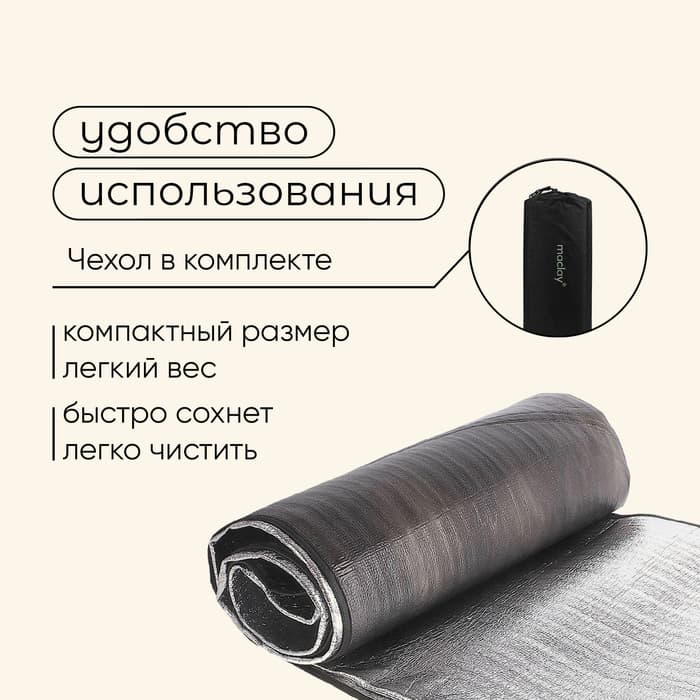 Коврик туристический maclay, с алюминиевым покрытием, 150×200×0.2 см